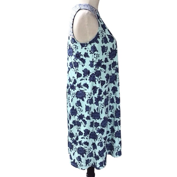 J Jill Floral Sleeveless Aqua Blue V Neck Dress Women’s Size Small Petite NEW - Picture 12 of 13